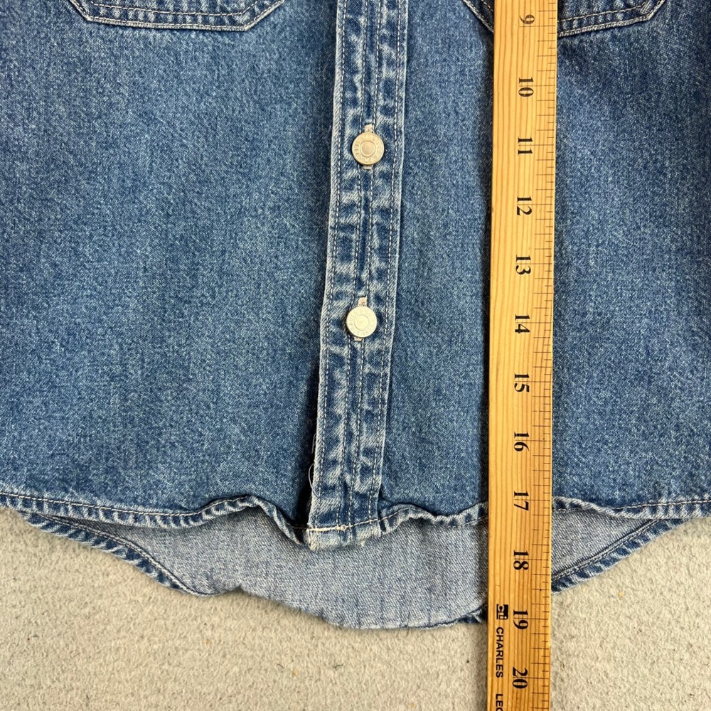 Levis Kids Medium Wash Blue Denim Button Down Shirt Size 6 - Picture 4 of 8